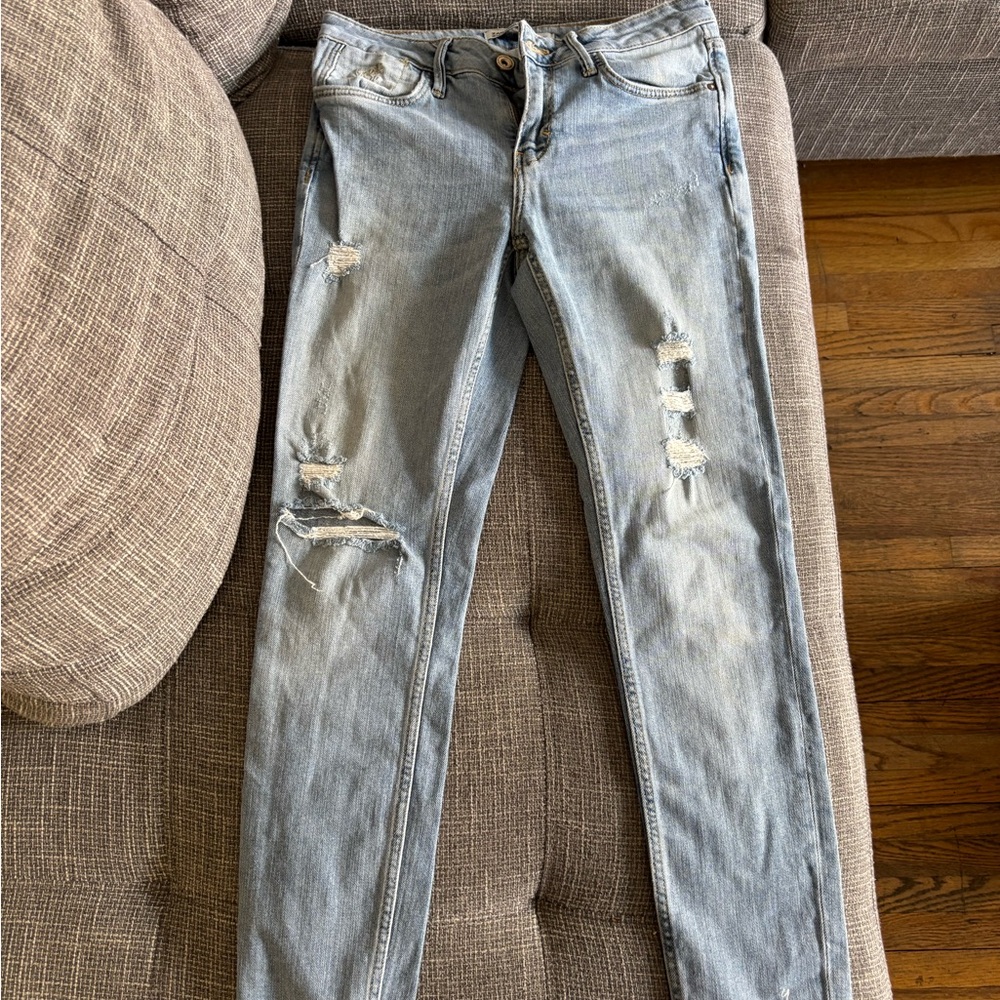 Zara Light Blue Distressed Women's Jeans